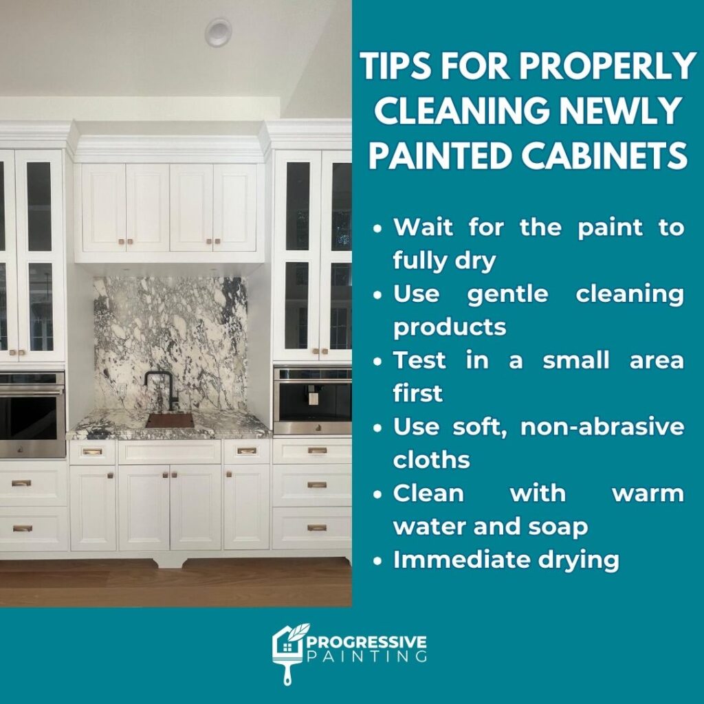 Tips for cleaning newly painted cabinets to avoid damage.