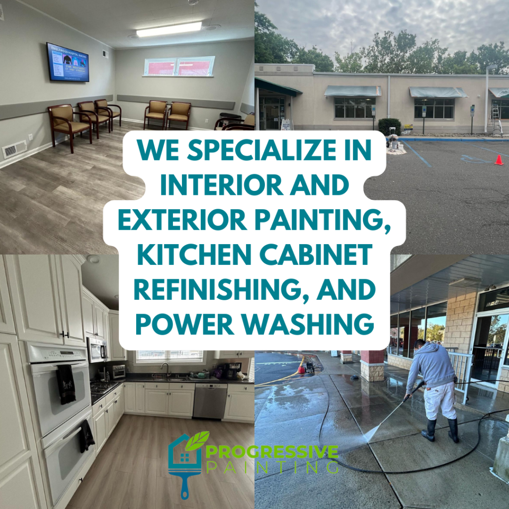 Professional interior and exterior painting with cabinet refinishing and power washing services.